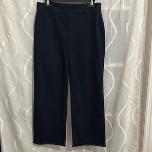 Loft, Blue, Dark Wash, Elastic Waist, Pull On, Cropped Jeans, Size 4